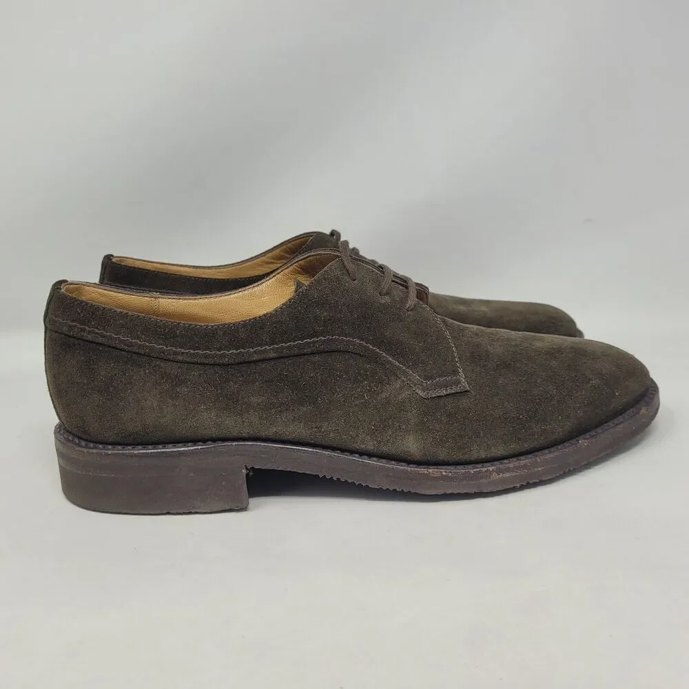 Gravati Shoes Mens 9 Brown Suede Derby Tie Lace Up Italy Classic Dress Casual